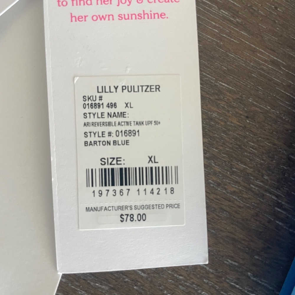 NEW Lilly Pulitzer Barton Blue Reversible Active Tank UPF 50+, Women’s Size XL - Picture 6 of 10